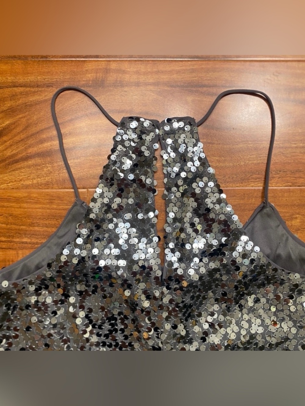 Express Women's Gray Sequins Racerback Mini Dress Size XS Party Maximalist Girly - Picture 6 of 13
